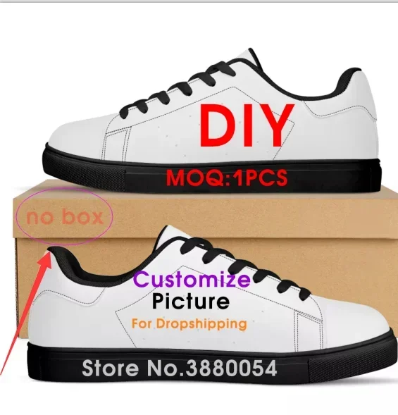 

Custom Shoes Women Men White Lace-up Tennis Sneakers Animals Pattern Female Platform Casual Couple Canvas Shoes Breathable