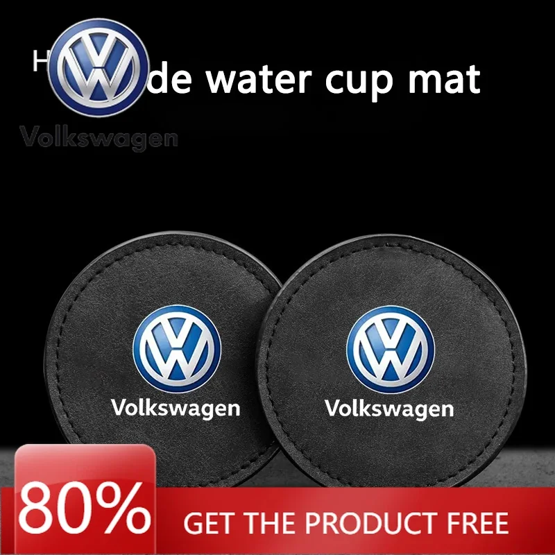

Для VOLKSWAGEN VW: Комплект из 2-х замшевых нескользящих подставок для стаканов (аксессуары) для VW GTI, Polo, Golf, Passat, Tiguan, Arteon, Touareg