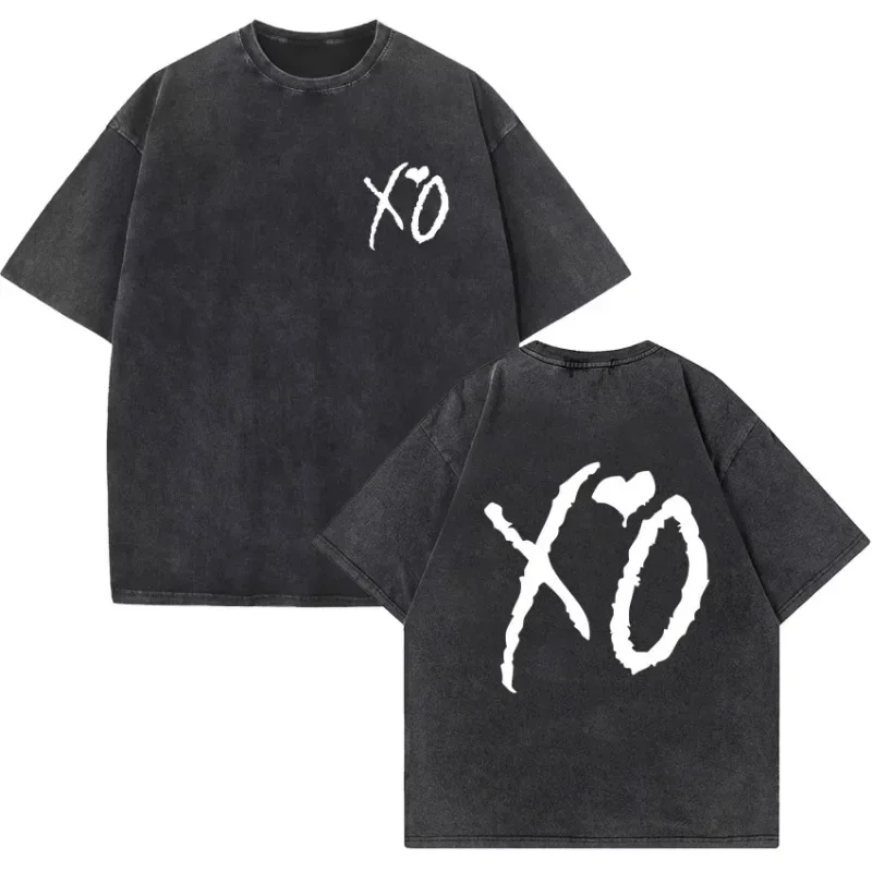 The Weeknd Washed T-Shirt XO The Weeknd Merch Unisex Casual Harajuku Short Sleeve T-Shirts Harajuku T Shirt