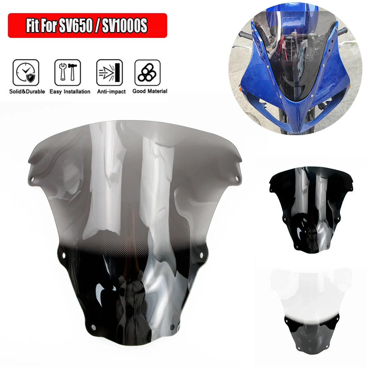 Passend für 2003–2012 Suzuki SV650 SV650S SV1000 SV1000S Motorrad-Windschutzscheibe, Windschutzscheibe SV 650 1000 2004 2005 2006 2007 2008 09