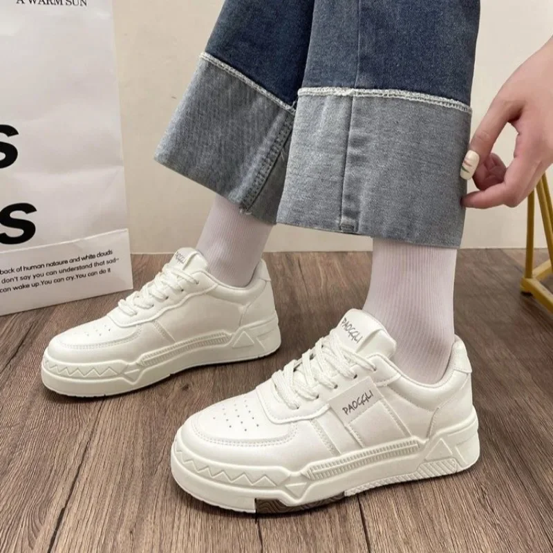 Ladies Shoes 2024 Brand Front Lace-up Women's Vulcanize Shoes Fashion Round Toe Ladies Casual Shoes New Solid Versatile Sneakers