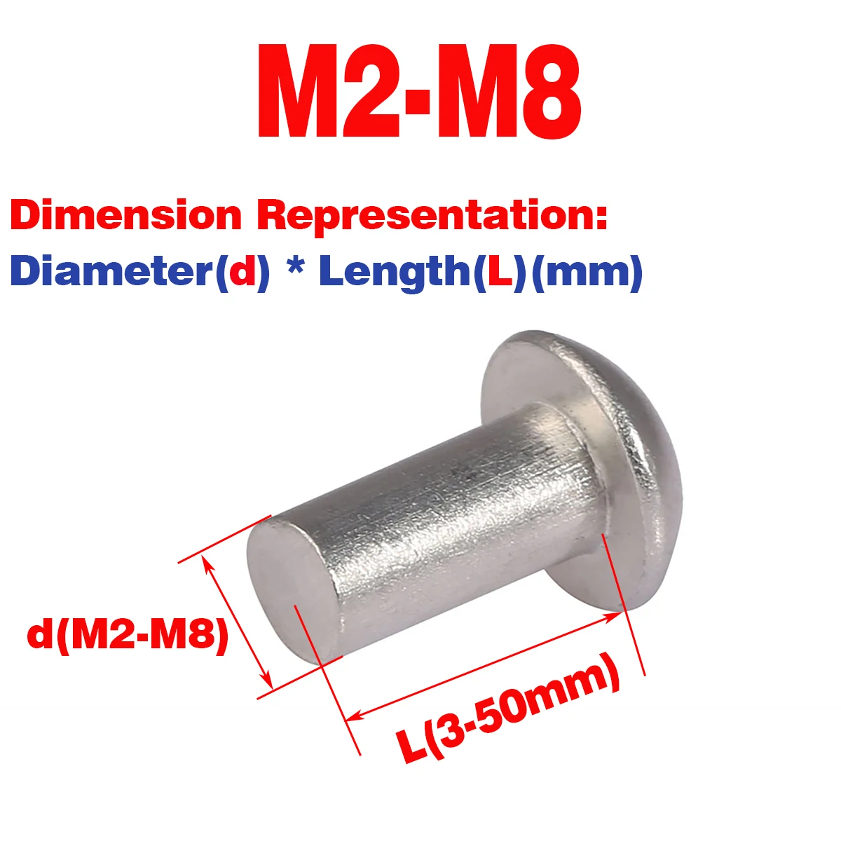 

Half Round Head Aluminum Solid Rivet M2M3M4M5M6M8