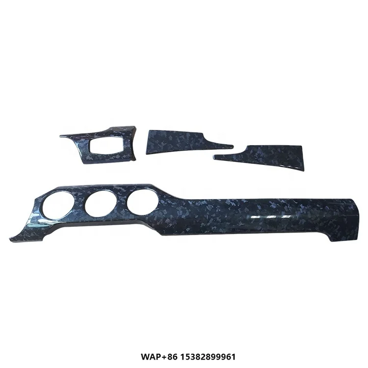 

4pcs Dry Carbon Fiber Forged Finished Interior Trim Dashboard Cover 3 Holes Dash Kits for Ford Mustang 2015up