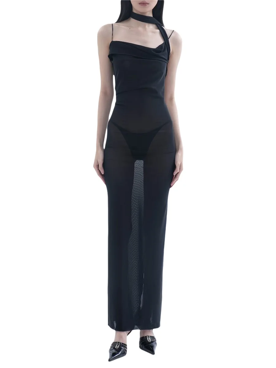 Vestido longo de verão feminino, Bodycon monocromático, sem mangas, Sling, Coquetel, Maxi, Verão, Festa na praia, Roupa de clube