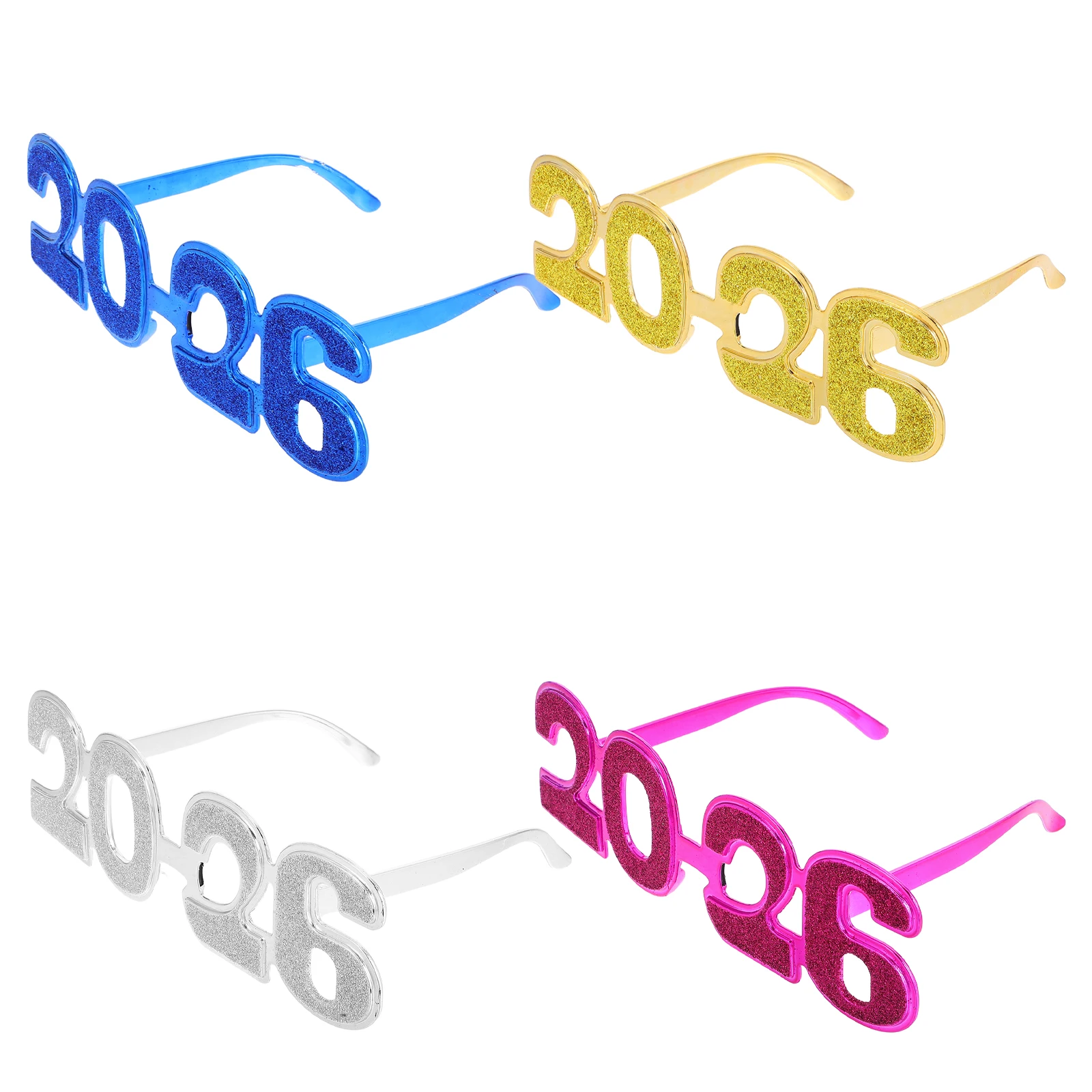 

4 шт. 2026 выпускные очки с блестящими цифрами, вечерние очки для детей и взрослых, реквизит для фотосессии на день рождения, Новый год, вечерние очки