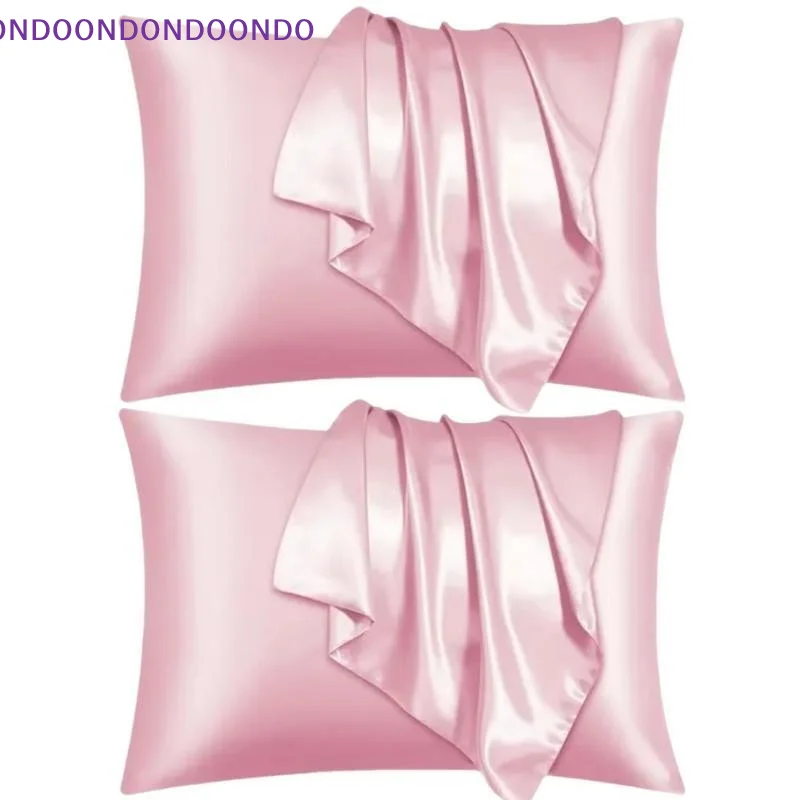 Anti Static Pink Satin Pillowcases 2 Pack Ultra Smooth Hair Skin Friendly for Winter Bedroom Night Sleep