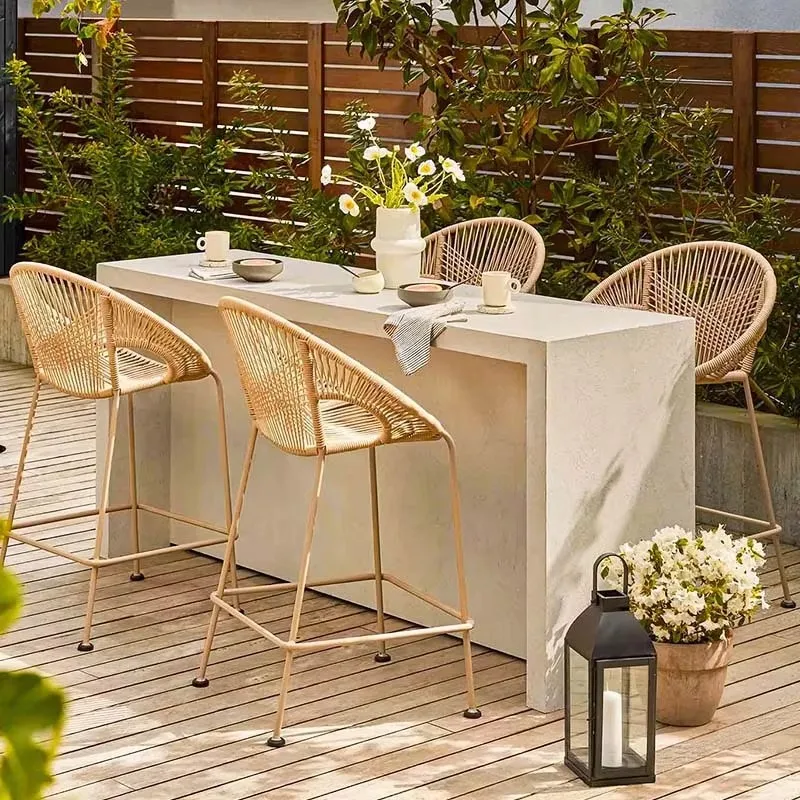 Outdoor Patio Furniture Small Terrace Dinning Set Balcony Cafe Garden Rattan Modern Luxury Dining Table and Chairs Set for 2