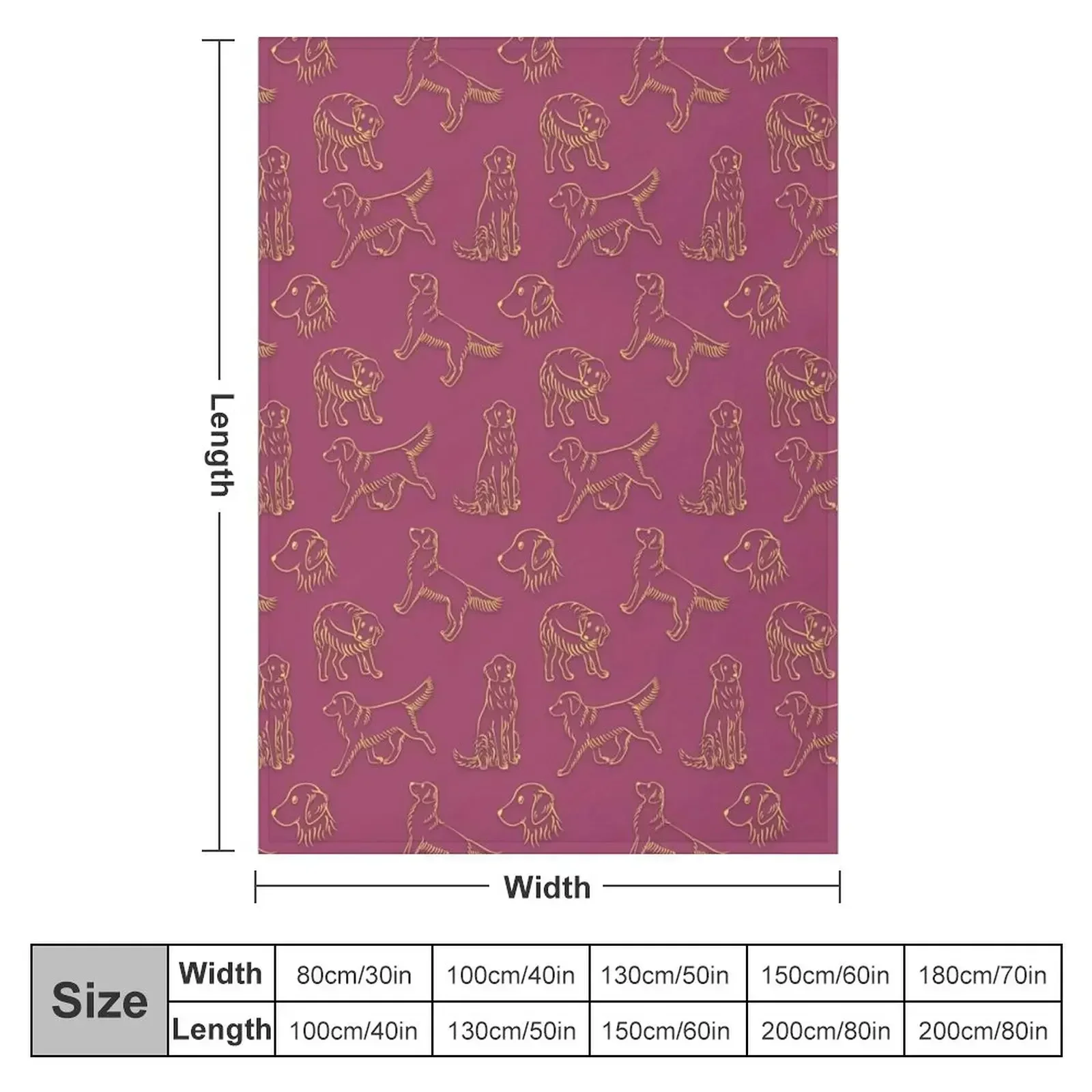 Golden Retriever Pattern (Berry Background) Throw Blanket Hairy Designers Flannel Fabric Retros Blankets For Baby Blankets