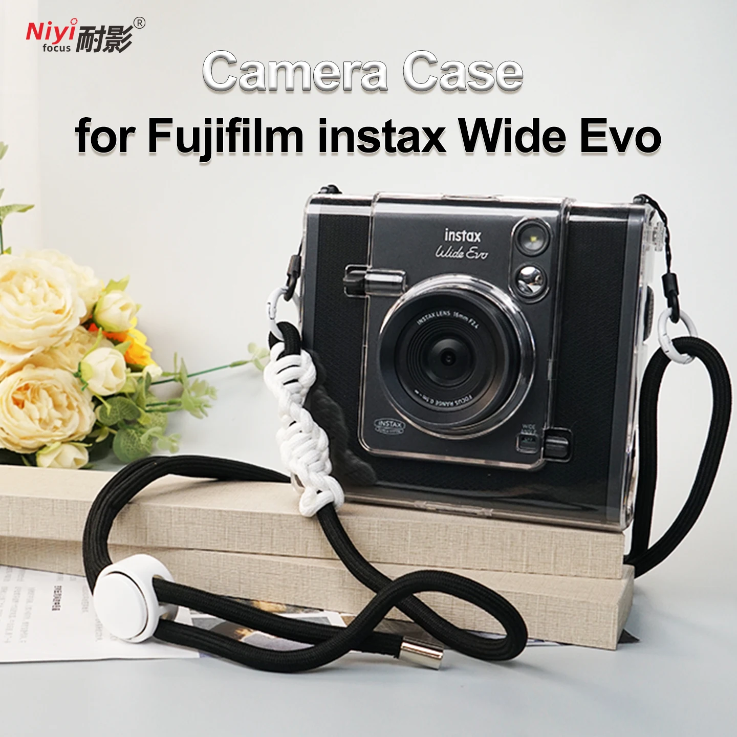 Unsichtbare Kameratasche für Fujifillm Instax Wide EVO Kamera, transparente Kunststoffhülle, Tasche, vollständiger Käfigschutz mit Riemen