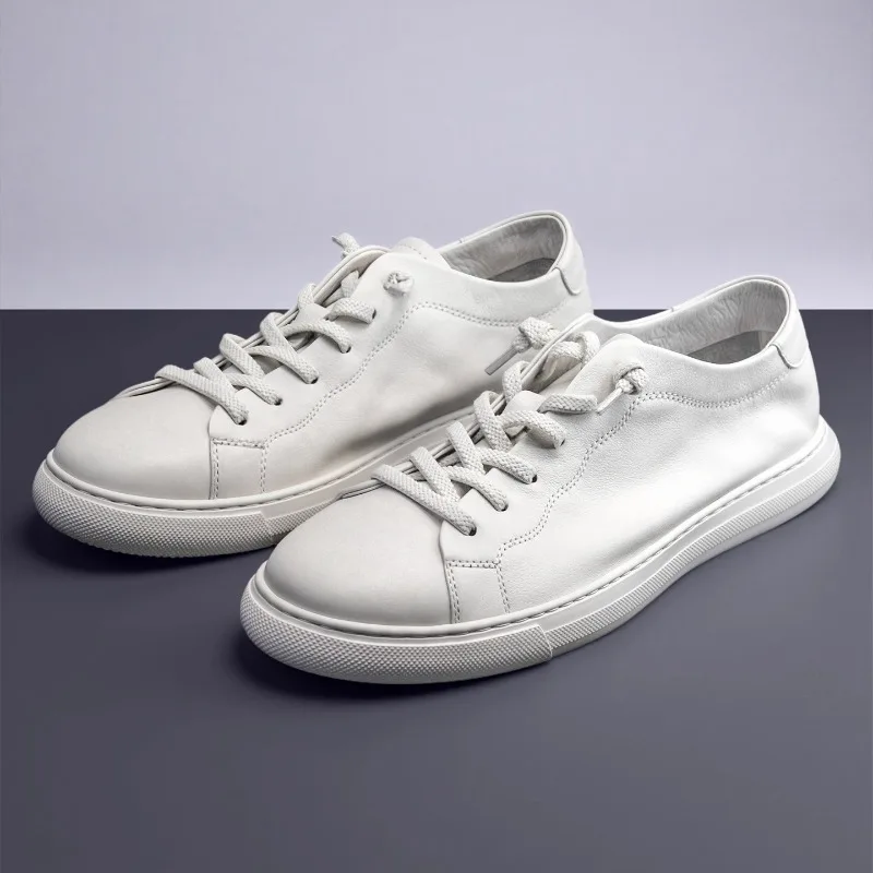 

Men's Board Shoes Breathable Casual Genuine Leather Ightweight Slip on Flat Sport Shoes Male Sneakers Youth Outdoor Daily