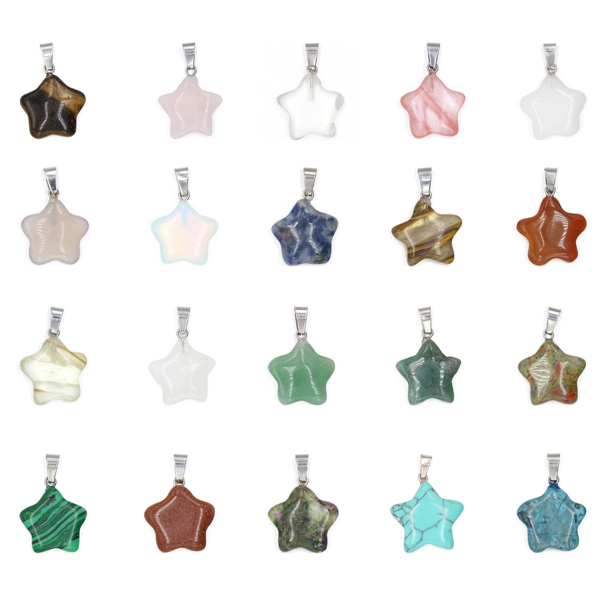 2 Pcs Natural Crystal Stone Pendants Pentagram Shape Agate Aventurine Stone Necklace Accessories for Jewelry Making Stone Charms