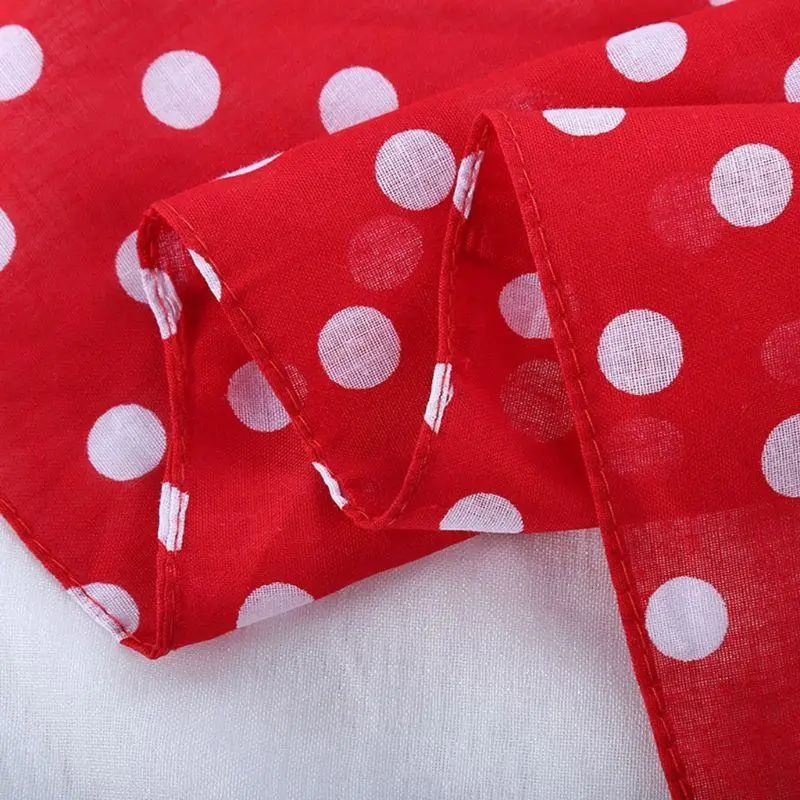 

39BD 55x55cm Women Unisex Vintage Large Polka Dot Square Scarf Cotton Sport for Head