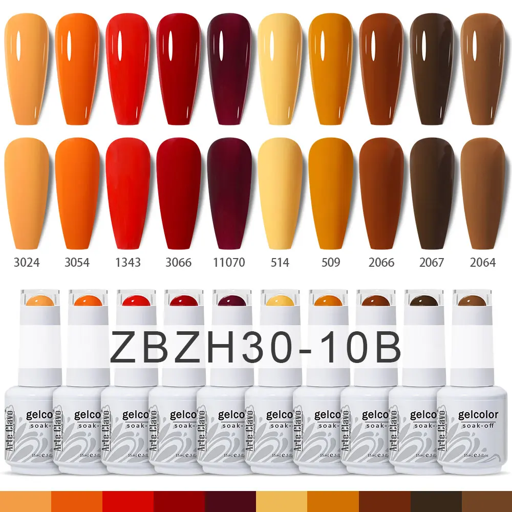 Arte Clavo 15ml 10pcs Red Colors Gel Nail Polish Autumn Winter Semipermanente Unghie Brown Nail Lacquer Lakiery Hybrydowe Vernis