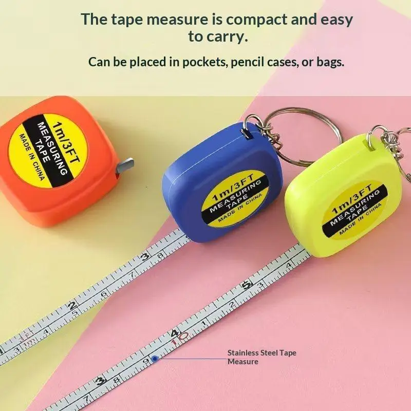 Mini Retractable 1M 3Ft Measuring Tape Keychain Compact Lightweight Portable Household DIY Sewing Daily Use