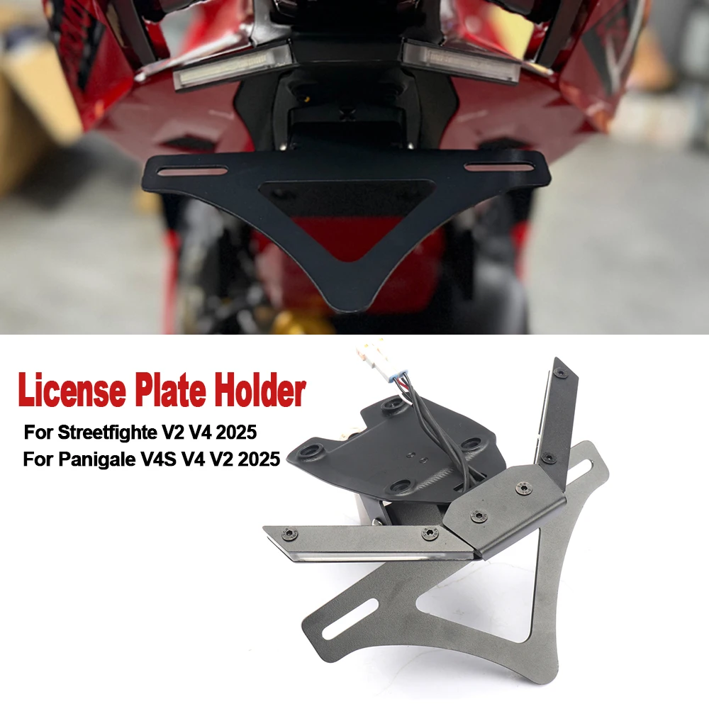

For Ducati Panigale V4S V4 V2 Streetfighte V2 V4 2025 NEW Rear Short Tail Stock License Plate Holder Tailstock Frame Bracket kit