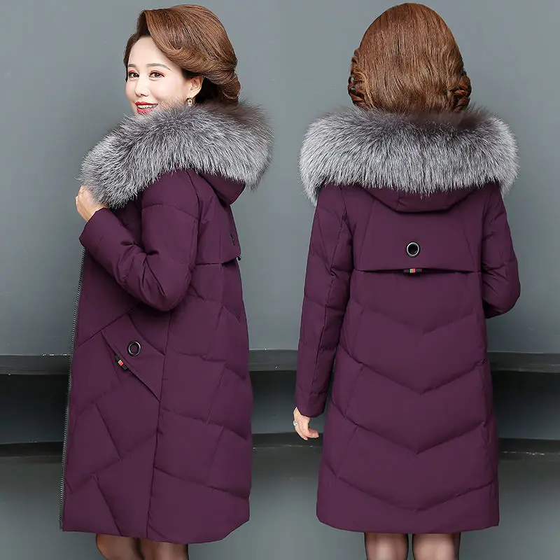 

2024 Hooded Warm Jacket Cotton Padded Parka Basic Coat Female New Winter Mid-length Parkas Women Outerwear T268