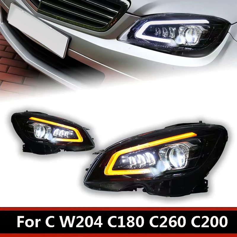 

Подходит для фар Mercedes-Benz C-класса W204 (C180, C260, C200), модифицированные светодиодные дневные ходовые огни с динамическим указателем поворота.