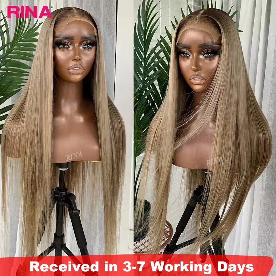 

Ombre Blonde 13X6 13X4 Transparent Lace Frontal Wig Straight Blonde with 1B Roots Wig Human Hair Lace Front Wig 5X5 Closure Wig