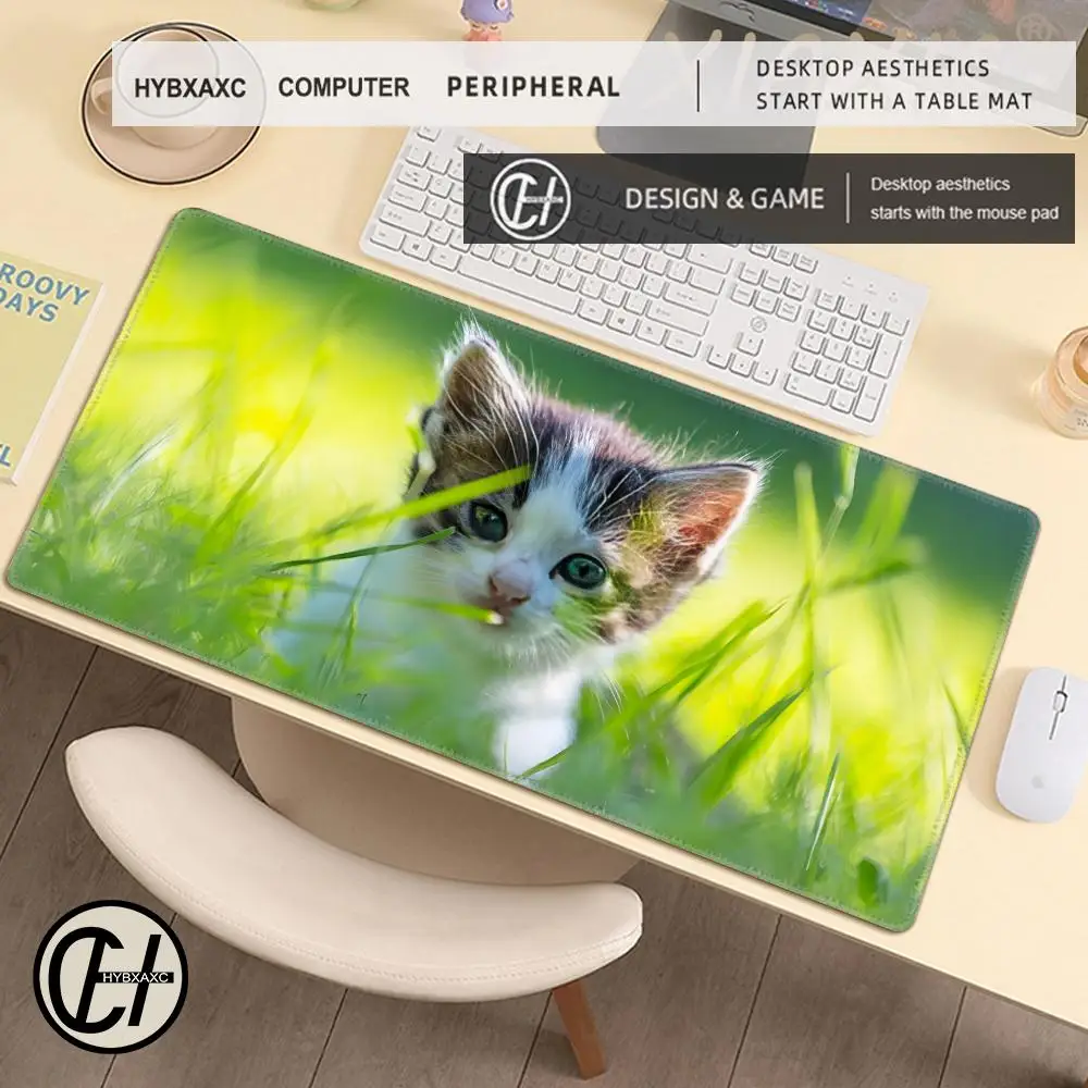 マウスパッド かわいい HD デスクパッド 拡張ゲーミングキーボードマット 大型 100x50cm XXL 猫 ゲーマー マウスパッド