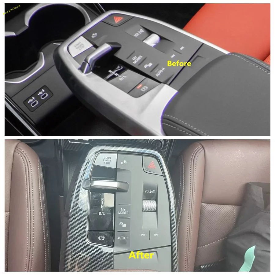 ABS الكربون نقل الأكشاك التحول صندوق التروس زخارف اللوحات غطاء إطاري الكسوة صالح لسيارات BMW X1 U11 2023 2024 اكسسوارات السيارات