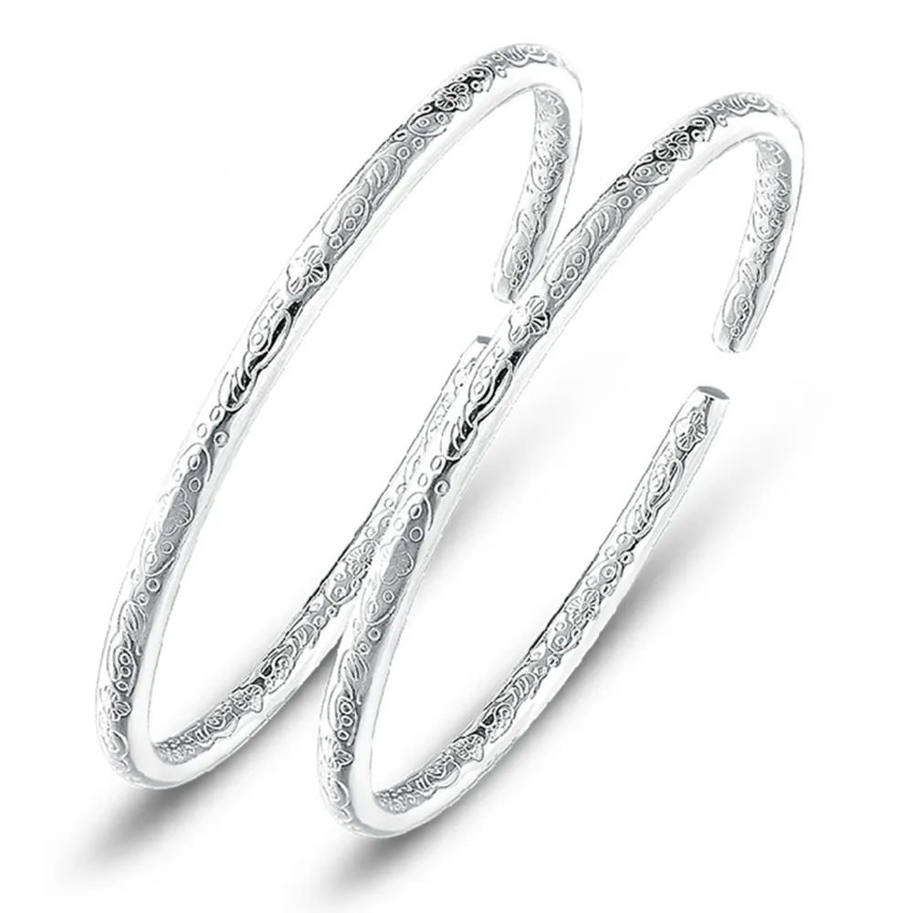 

925 Sterling Silver Bracelet Floral Pattern Bracelet Ladies Fashion Simple Birthday Party Wedding Anniversary Jewelry Gift