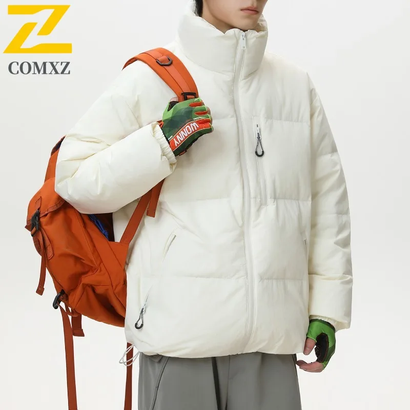 COMXZ رجل أسفل سترة مقنعين في الهواء الطلق العمل يندبروف سترة 2025 موضة السفر سميكة شتاء دافئ جديد مبطن السترات #3