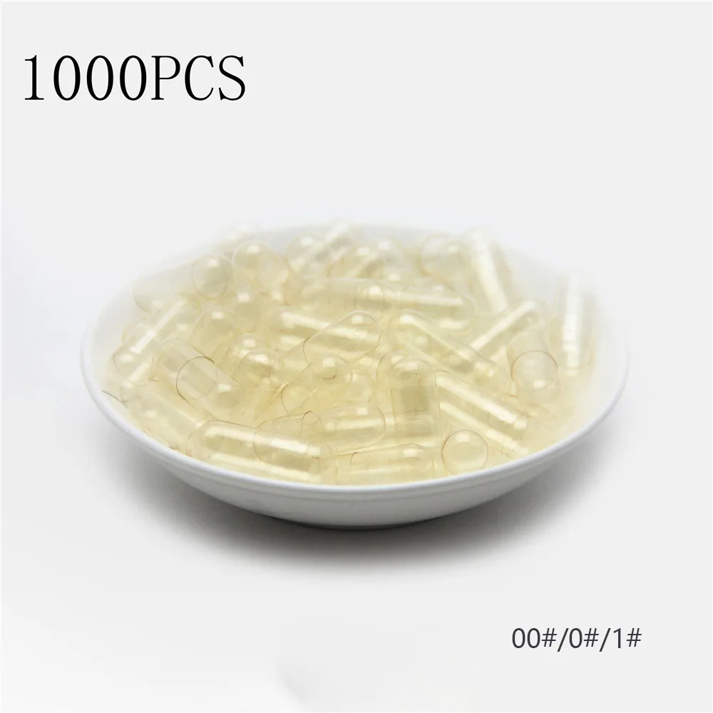 

1000PCS Empty Capsules Gelatin Clear Capsules Hollow Hard Gelatin Transparent Seperated Joined Capsules Standard Size 00# 0# 1#