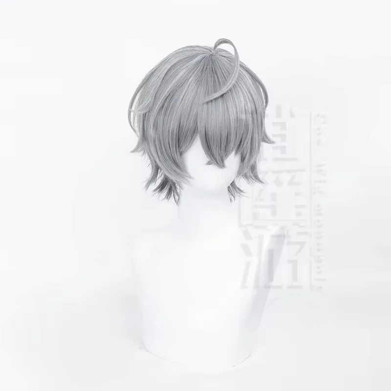 วิกผมคอสเพลย์ Wise สำหรับเกม Zenless Zone Zero ขนาด 30 ซม. สีเทาเงิน ทนความร้อน ทำจากเส้นใยสังเคราะห์ เหมาะสำหรับงานปาร์ตี้ฮาโลวีน คอสเพลย์ ZZZ พร้อมหมวกคลุมวิก