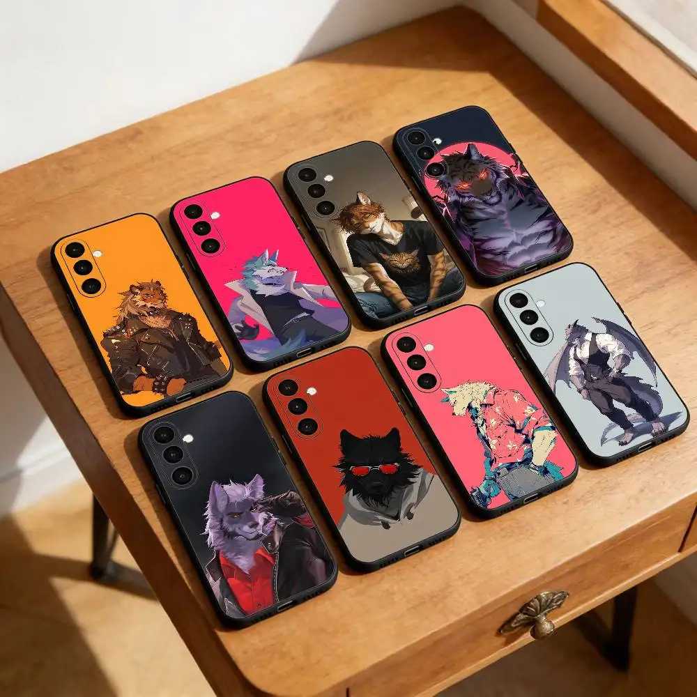 

Furry Muscle Guy Phone Case For Samsung Galaxy A13,21s,22,31,32,52,53,71,72,73,Soft Black Cover