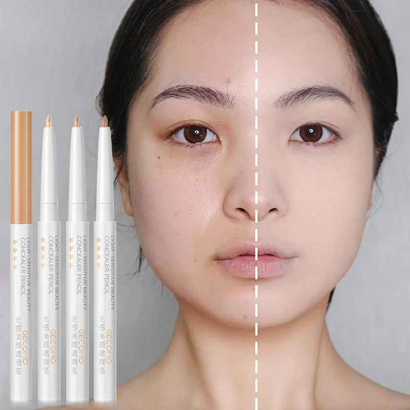 GECOMO light-sensitive concealer pen, concealer liquid, facial cover-up for dark circles, acne marks, spots, and under-eye pen