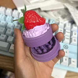 Pink/Purple/Red Strawberry Cake Dry Herb Grinder 2 layers 55MM CreativePlastic Tool Tobacco Kitchen Smoking Accessory Miller