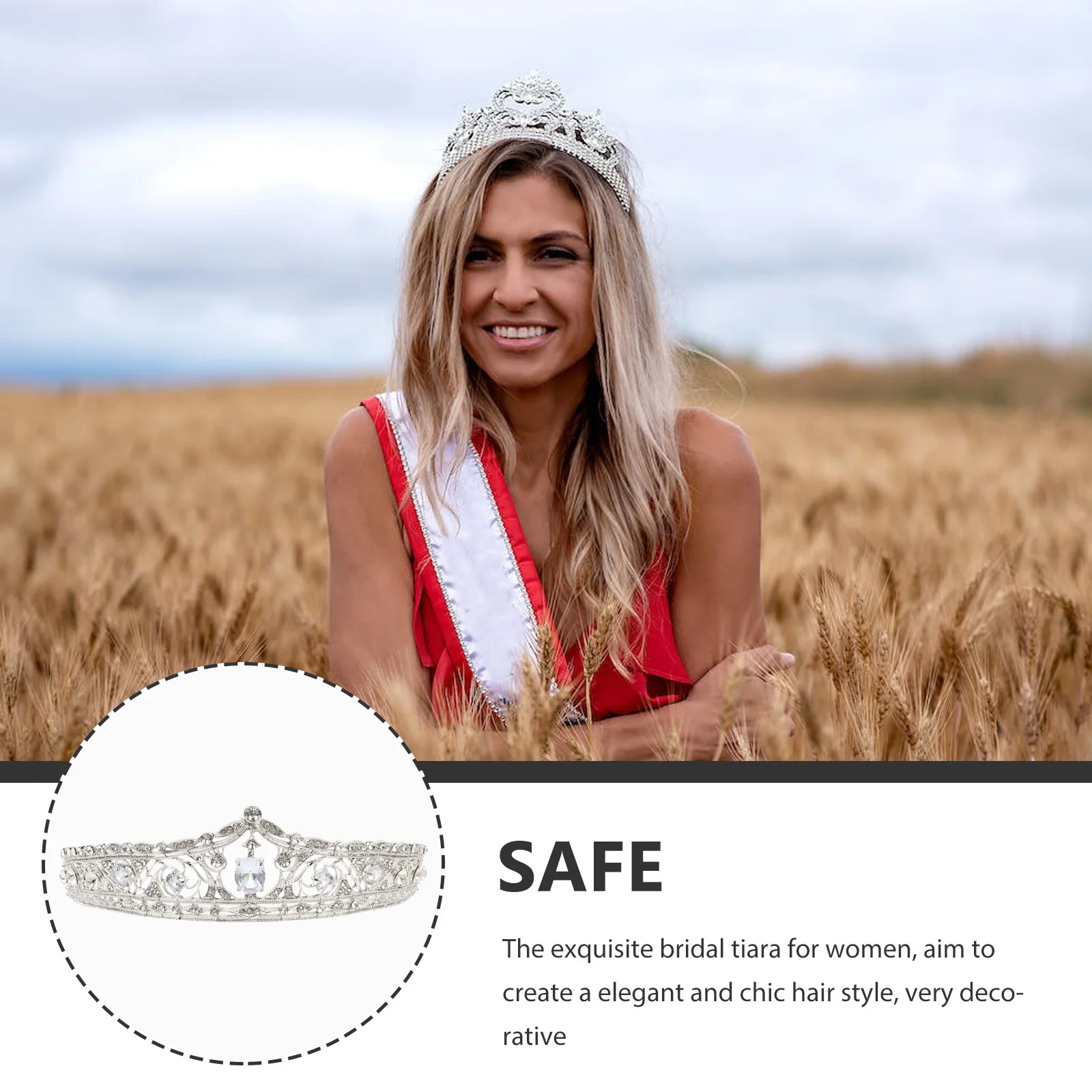 

Rhinestone Bridal Tiara Exquisite Crown for Wedding Bride Bachelorette Party Photo Accessories Tiaras for Women