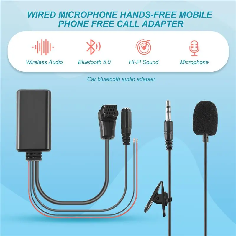 High-Quality Car Bluetooth 5.0 Aux Cable Microphone Handsfree Mobile Phone Free Calling Adapter For Pioneer Radio IP-BUS P99 P01