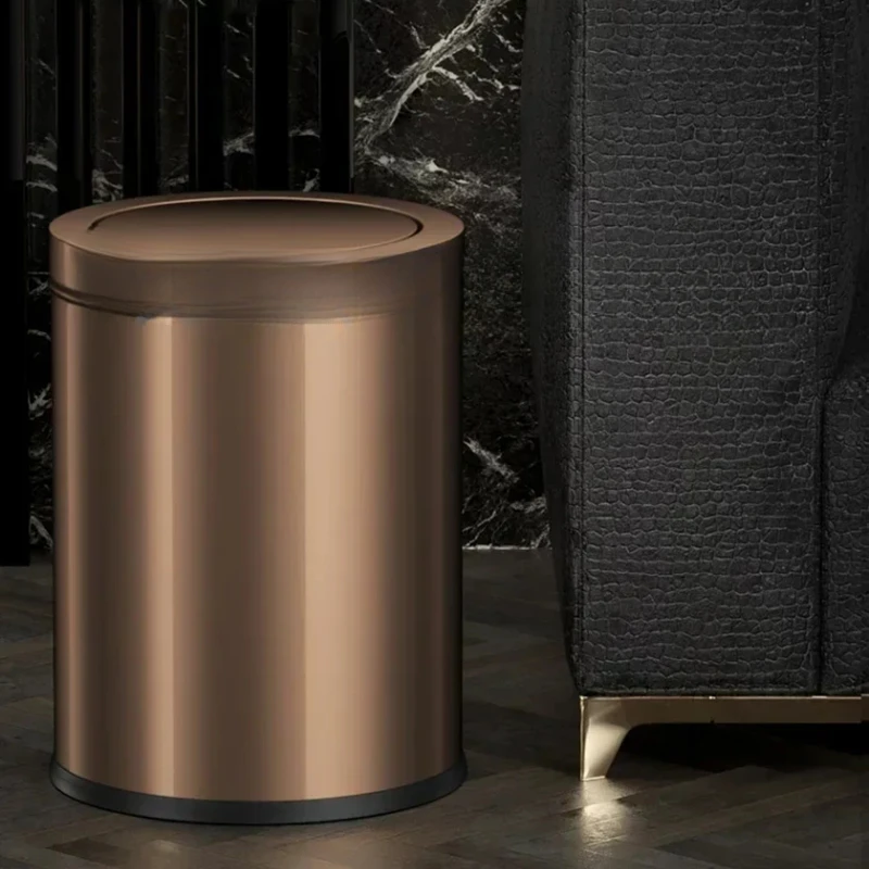 Stainless Steel Trash Can Gold Bathroom Bedroom Luxury Home Office Trash Bin Kitchen Cabinet Storage Poubelle Storage