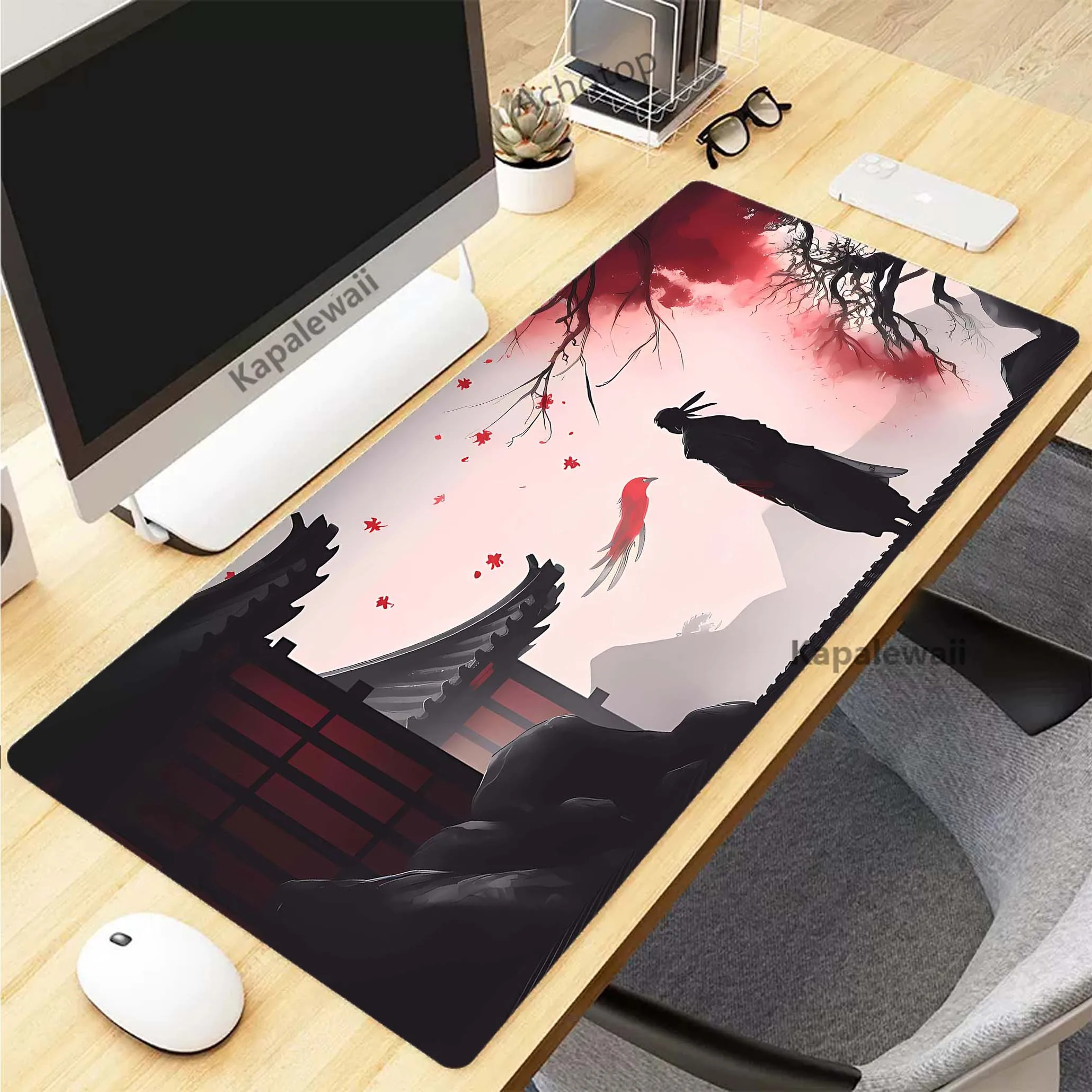 Japanese Samurai Extended Mousepad Gaming Speed Keyboard Pads Locking Edge Desk Mat Office Mouse Pad Tapis de Souris 900x400mm