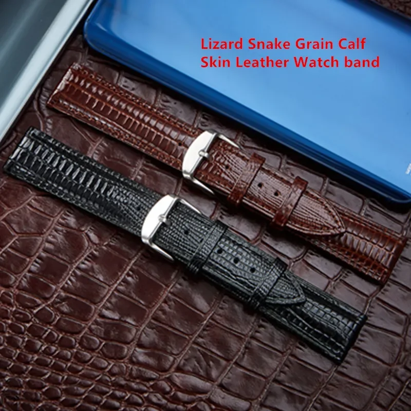 

Lizard Snake Grain Calf Skin Leather 12 14 16 18 20 22 24 mm Men's Watches Straps Band Bracelet Belt Watchband And Tool