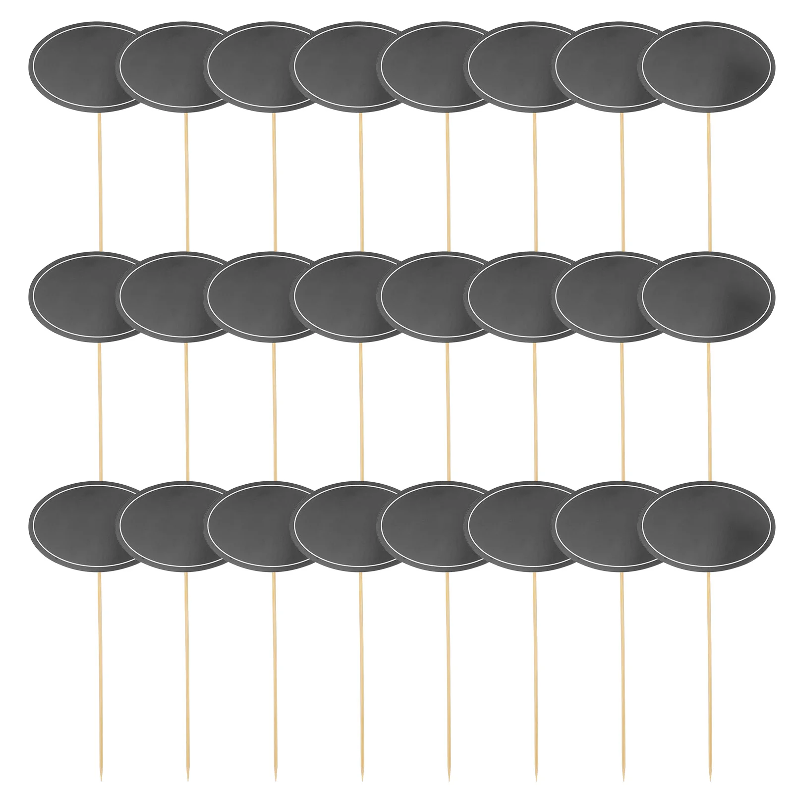 24pcs Black Round Chalkboard Sign Picks for Wedding Party Buffet Food Labels Cheese Markers Writable Tags Restaurant Price Signs