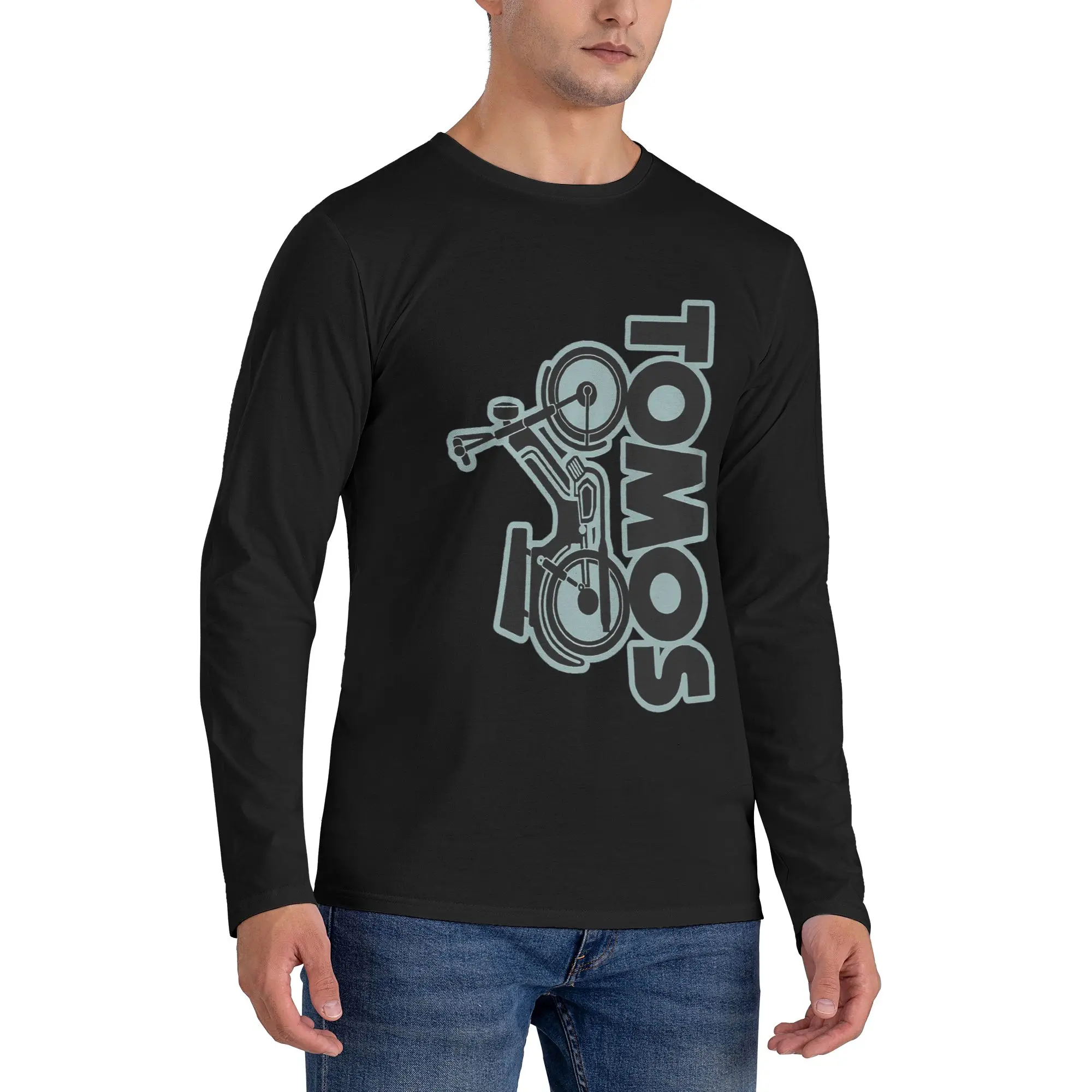 

Tomos Moped Men's Long Sleeved T-shirt Casual Round Neck T shirts Spring and Autumn Men tops