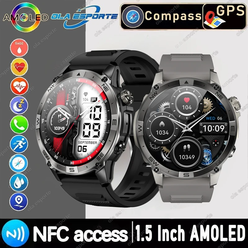 

Смарт-часы с GPS 2025 для Huawei 466*466 AMOLED, спортивные часы для фитнеса, монитор сердечного ритма, сна, NFC-компас, уличные умные часы для мужчин