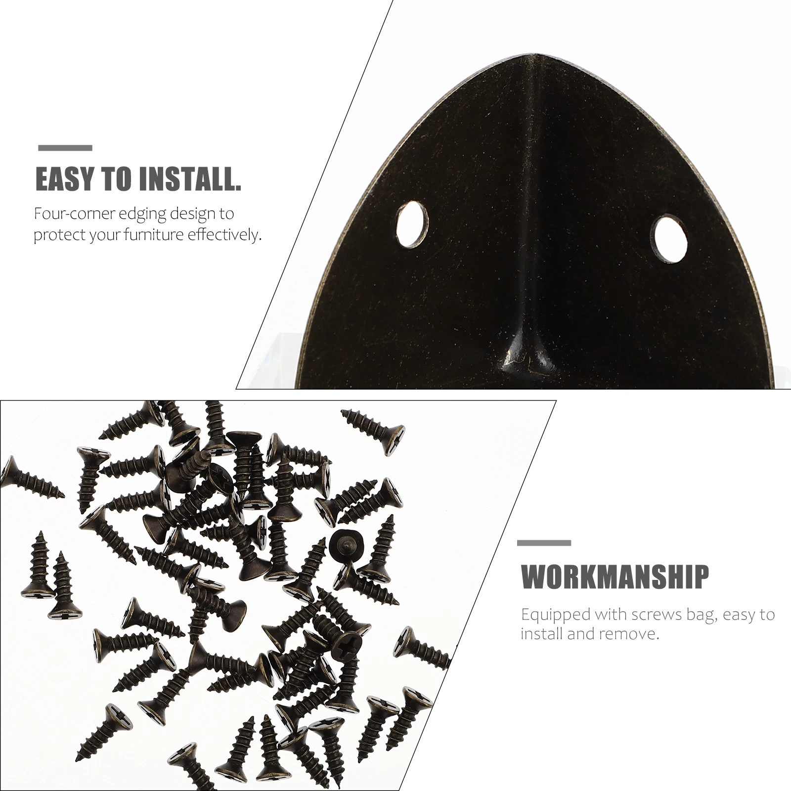 

20 pcs Zinc Alloy niture Corner Protectors Bronze Screws Included Durable Retro Wooden Box Chair Edge Guards