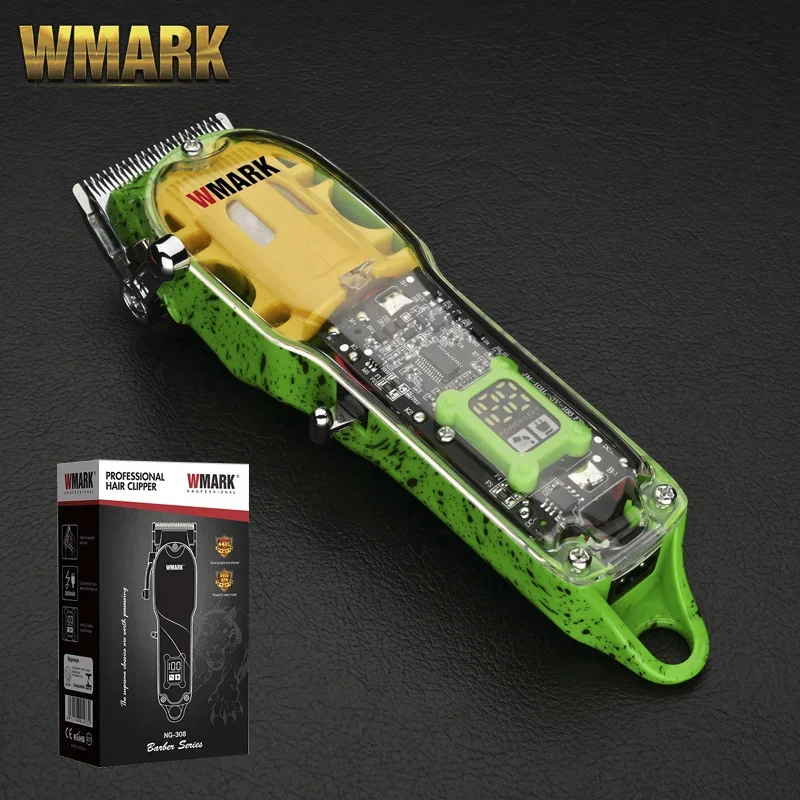 WMARK NG-408 Professional Hair Cutting Machine USB Rechargeable Hair Clippers Trimmer with Fade Blade Transparent Cover