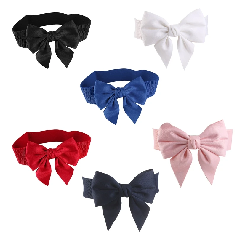 Women Fashion Elasticity Waist Strap Buckle Bowtie Belt All-match Coat Ladies Wide Harajuku Formal Dropship