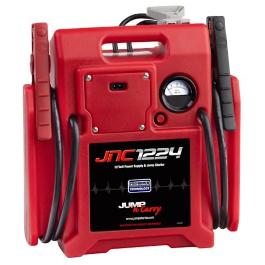

Jump-N-Carry 3400/1700 Peak Amp 12/24V Jump Starter for automotive emergency use ABS plastic housing black color compact and po