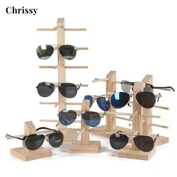 Estante de exhibición de gafas de sol de madera multicapa, soporte de exhibición de anteojos, soporte de joyería para múltiples pares, escaparate de gafas
