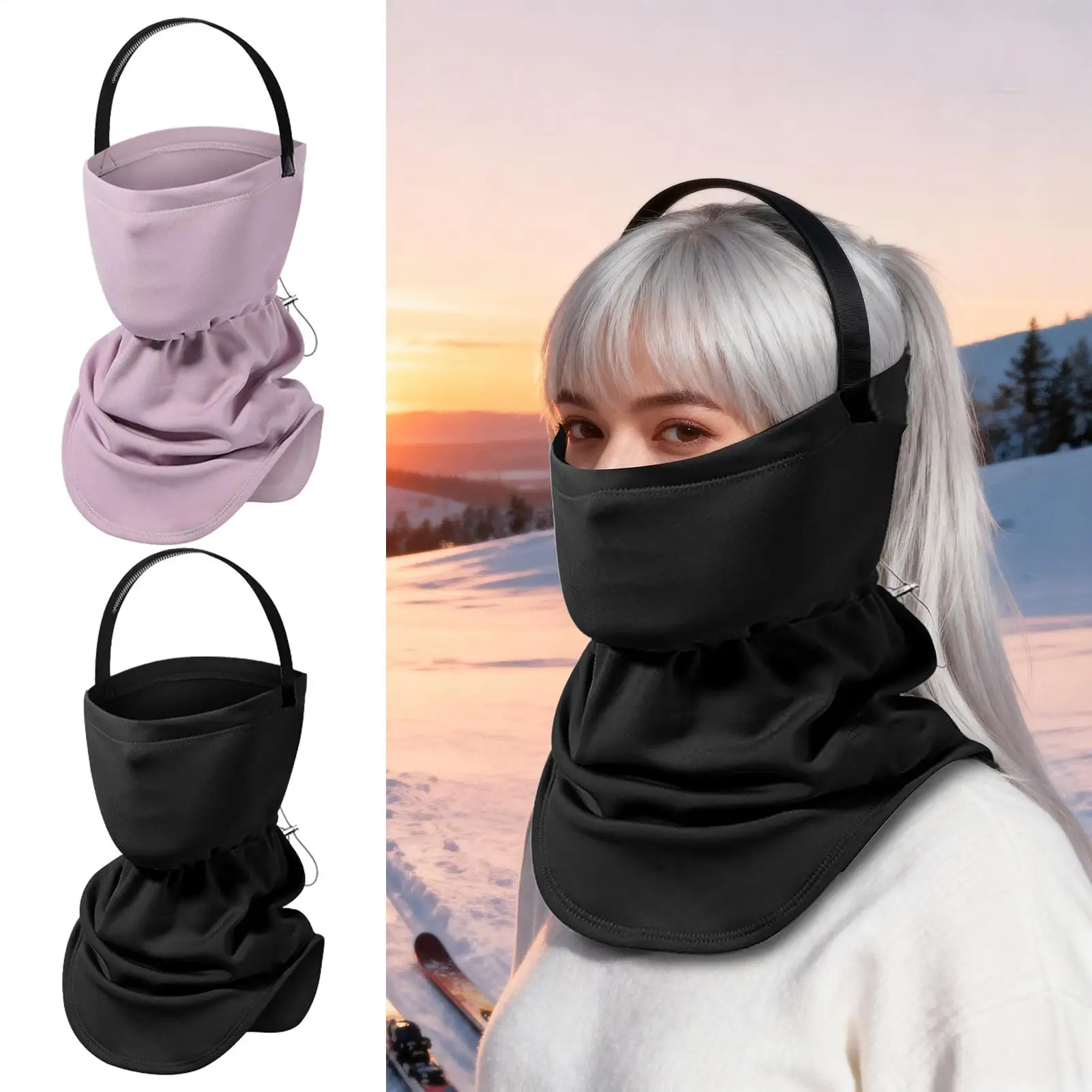 

Breathable Winter Neck Gaiter Windproof Adjustable Drawstring Design for Cold Weather Outdoor Work Daily Travel Hiking Skiing