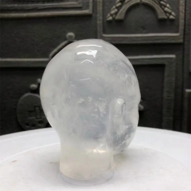 Natural Clear Quartz Beauty Skull Ashtray Carving Polished Quartz Healing Stones Gemstones For Home DIY Decoration 7x8x9CM