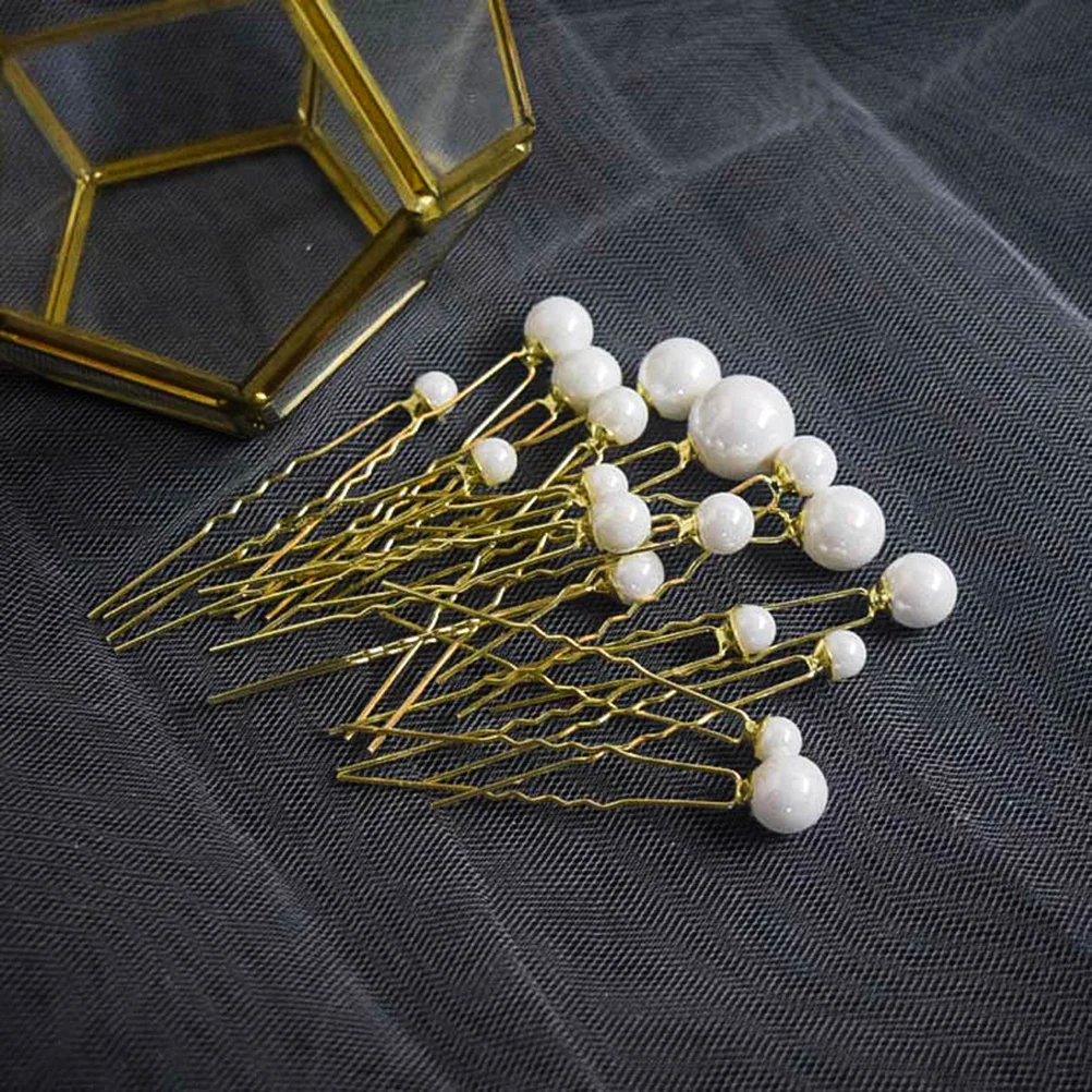 

20Pcs U Shaped Pearl Hairpin Metal Hair Clasp for Wedding Party Casual Hair Stick Women Hairclip Women Hairpin