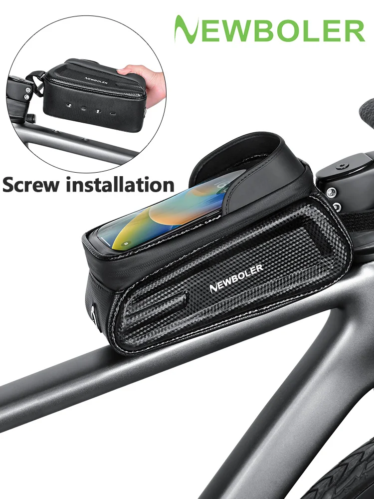 AliExpress NEWBOLER 2L Bicycle Bag Cycling Top Front Tube Frame Bag With Screws Waterproof 7.5 Inches Phone Case Touch Screen Gravel Bicycle Bag