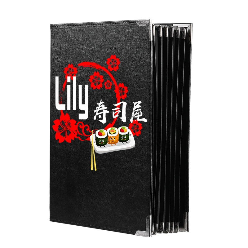 

Good Quality 4 Slots Hardcover（859Grams） Heavy Durable A4 6/8 Sheets PU Leather Cover Menu Holder