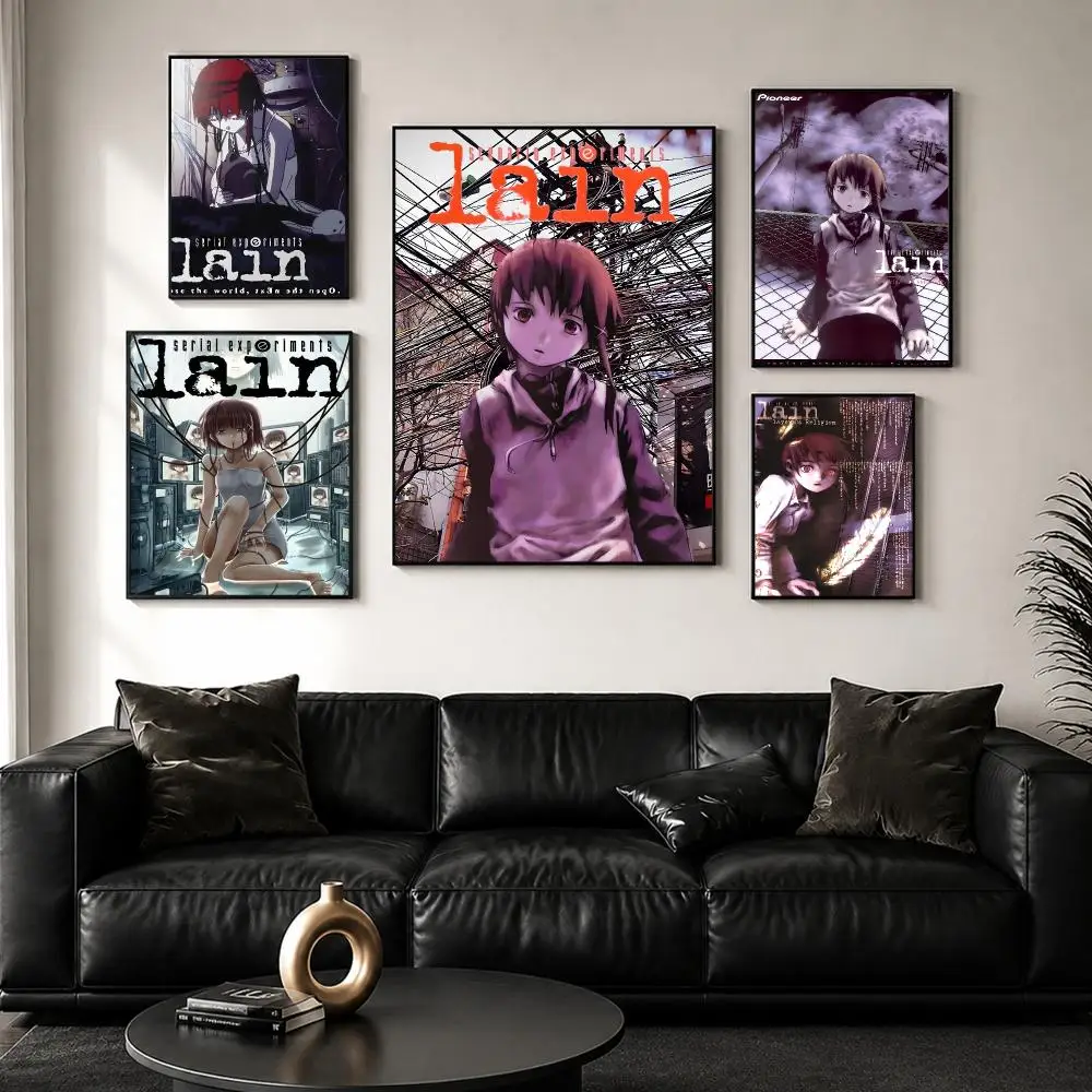 S-Serial Experiments L-Lain Poster Perfect Sticker Self Adhesive Wall Art Decor for Home Office Dining Spaces